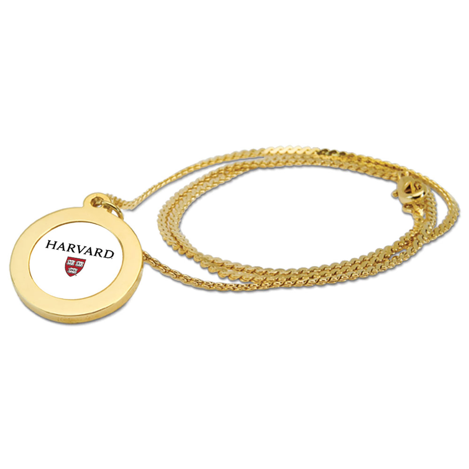 Gold Harvard Crimson Pendant Necklace