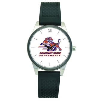 Women's Black Savannah State Tigers Silicone Strap Wristwatch