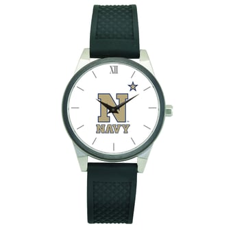 Women's Black Navy Midshipmen Silicone Strap Wristwatch
