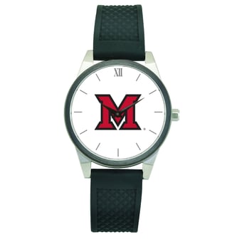 Women's Black Miami University RedHawks Silicone Strap Wristwatch