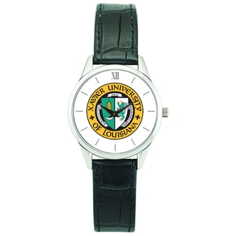 Women's Silver Xavier University of Louisiana Gold Rush Stainless Steel Watch with Leather Band