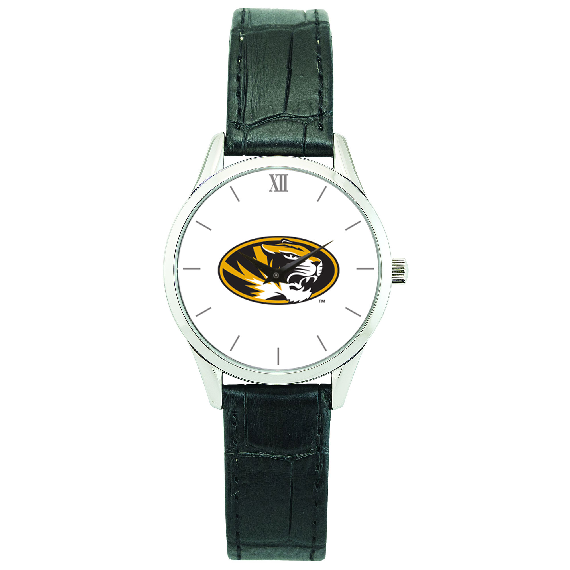 Women's Silver Missouri Tigers Stainless Steel Watch with Leather Band