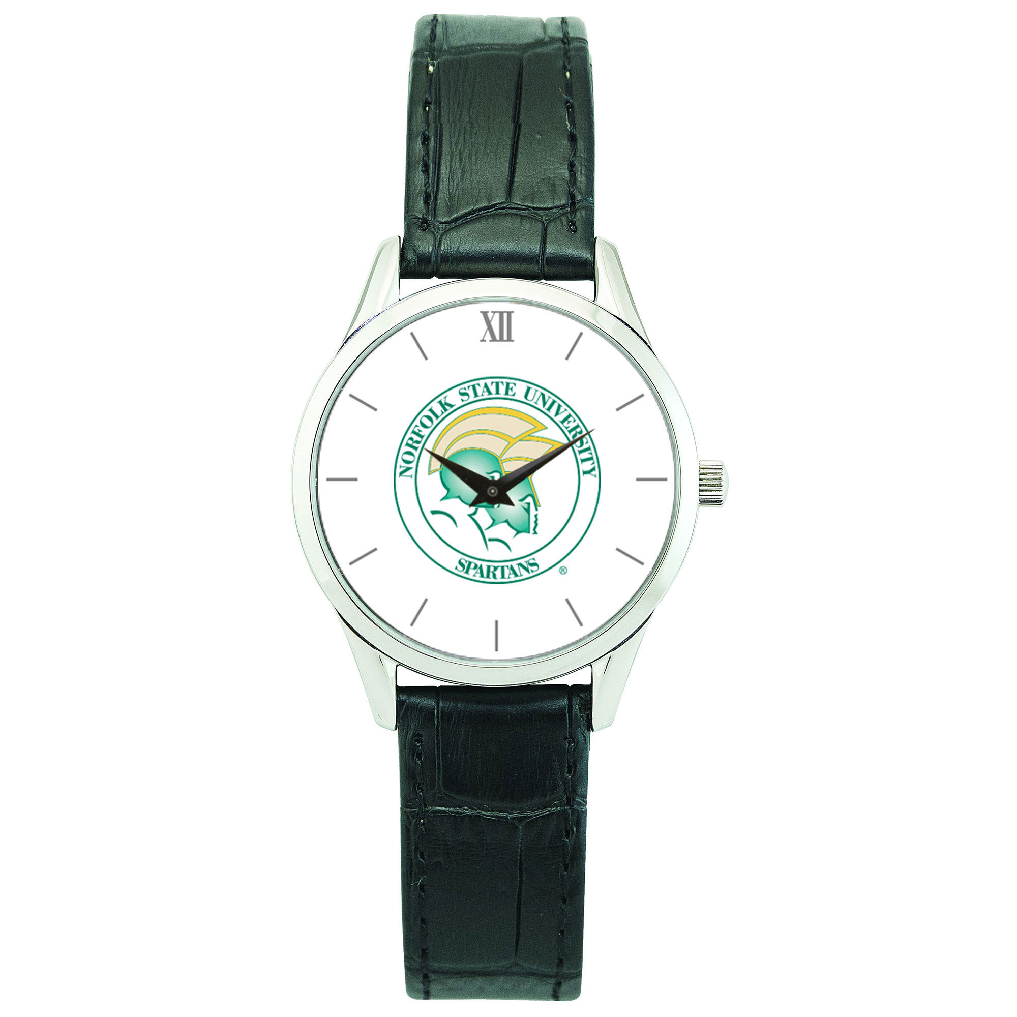 Women's Silver Norfolk State Spartans Stainless Steel Watch with Leather Band