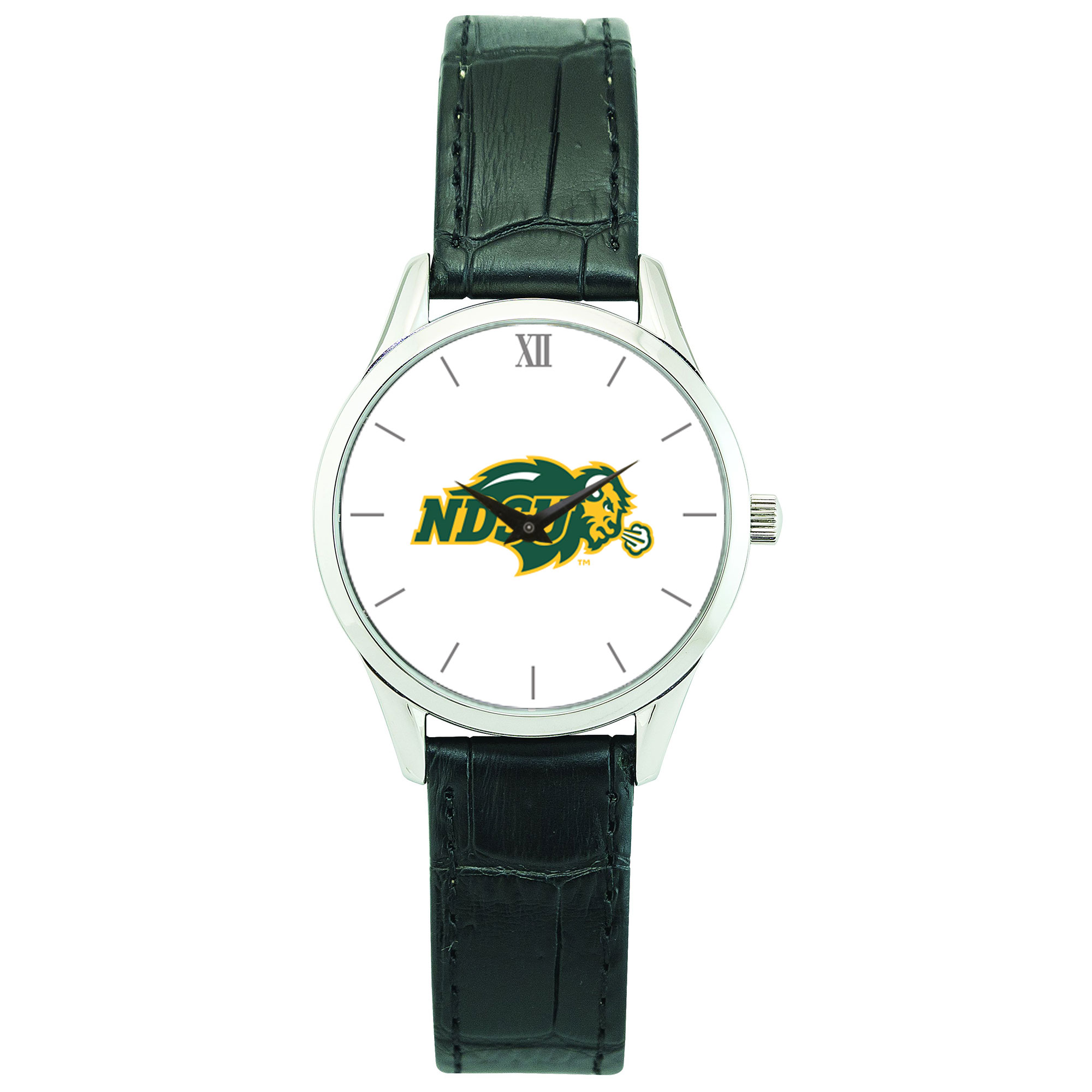 Women's Silver NDSU Bison Stainless Steel Watch with Leather Band
