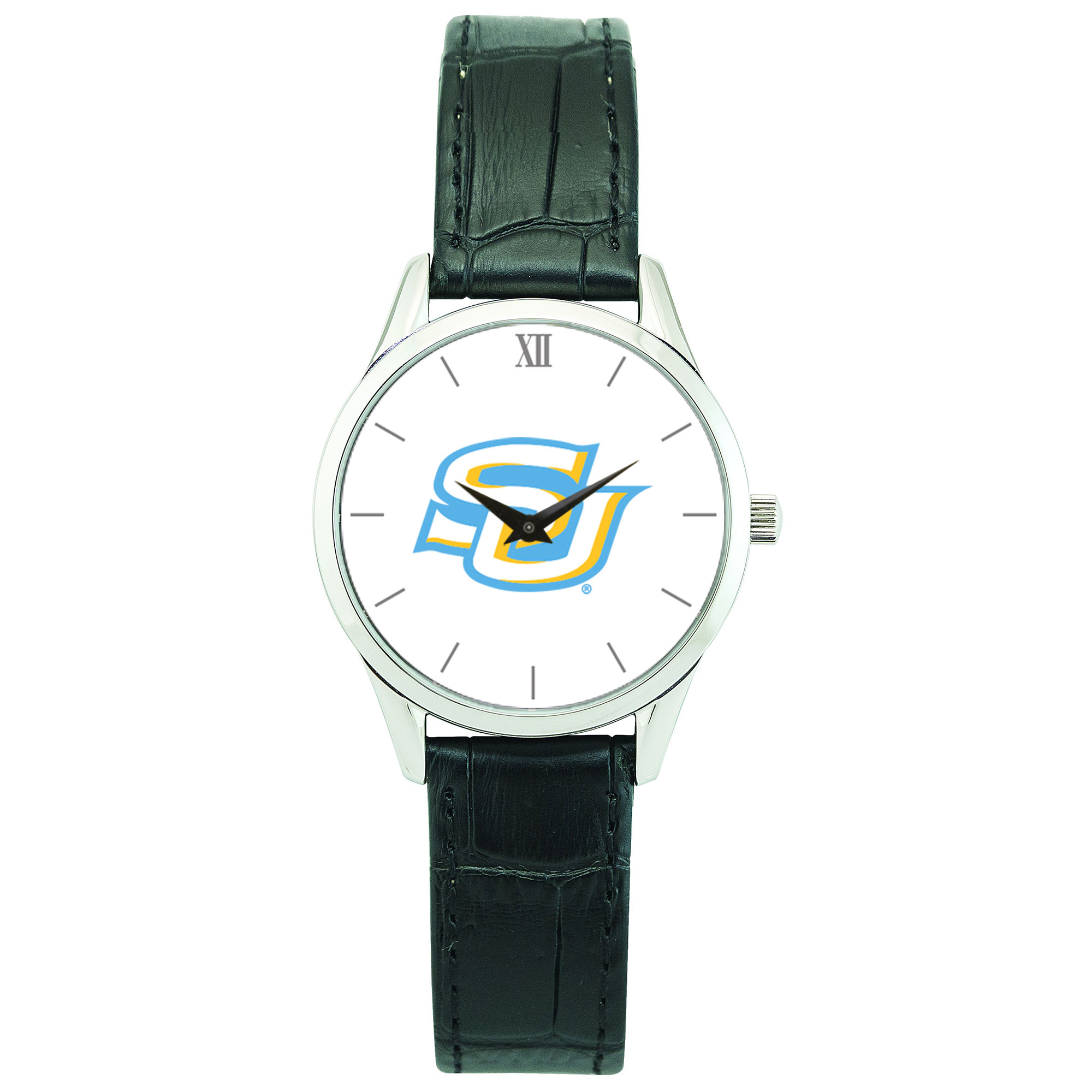 Women's Silver Southern University Jaguars Stainless Steel Watch with Leather Band