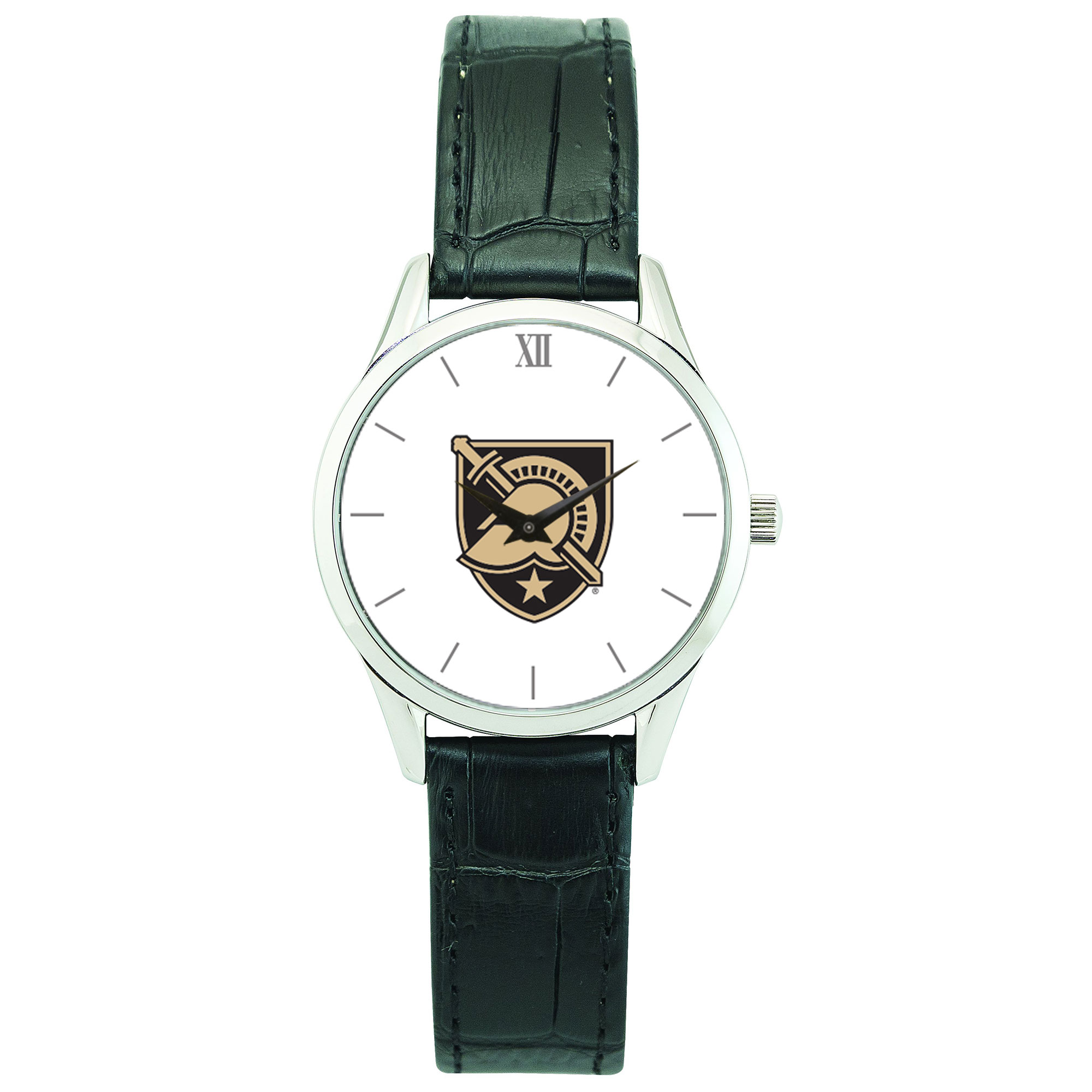Women's Silver Army Black Knights Stainless Steel Watch with Leather Band