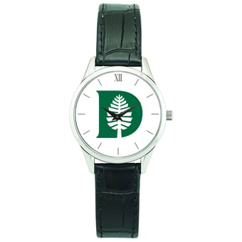 Women's Silver Dartmouth Big Green Stainless Steel Watch with Leather Band