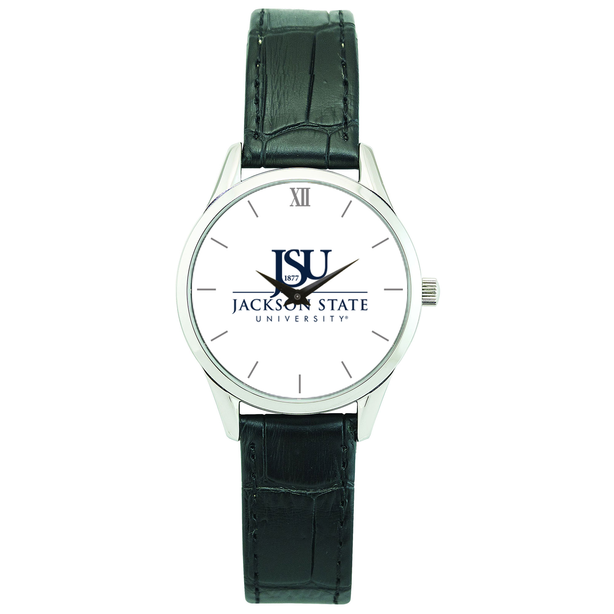 Women's Silver Jackson State Tigers Stainless Steel Watch with Leather Band
