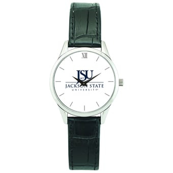 Women's Silver Jackson State Tigers Stainless Steel Watch with Leather Band