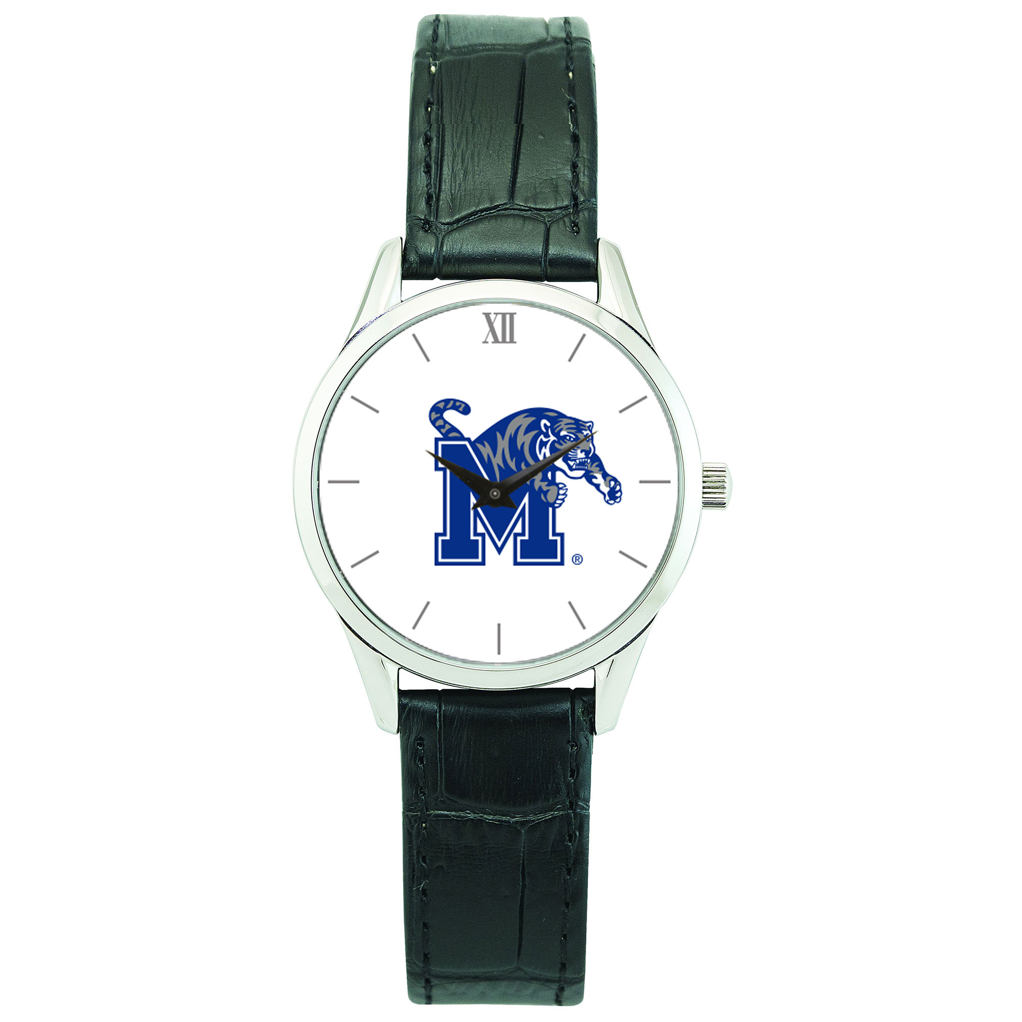 Women's Silver Memphis Tigers Stainless Steel Watch with Leather Band