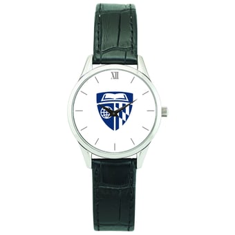 Women's Silver Johns Hopkins Blue Jays Stainless Steel Watch with Leather Band