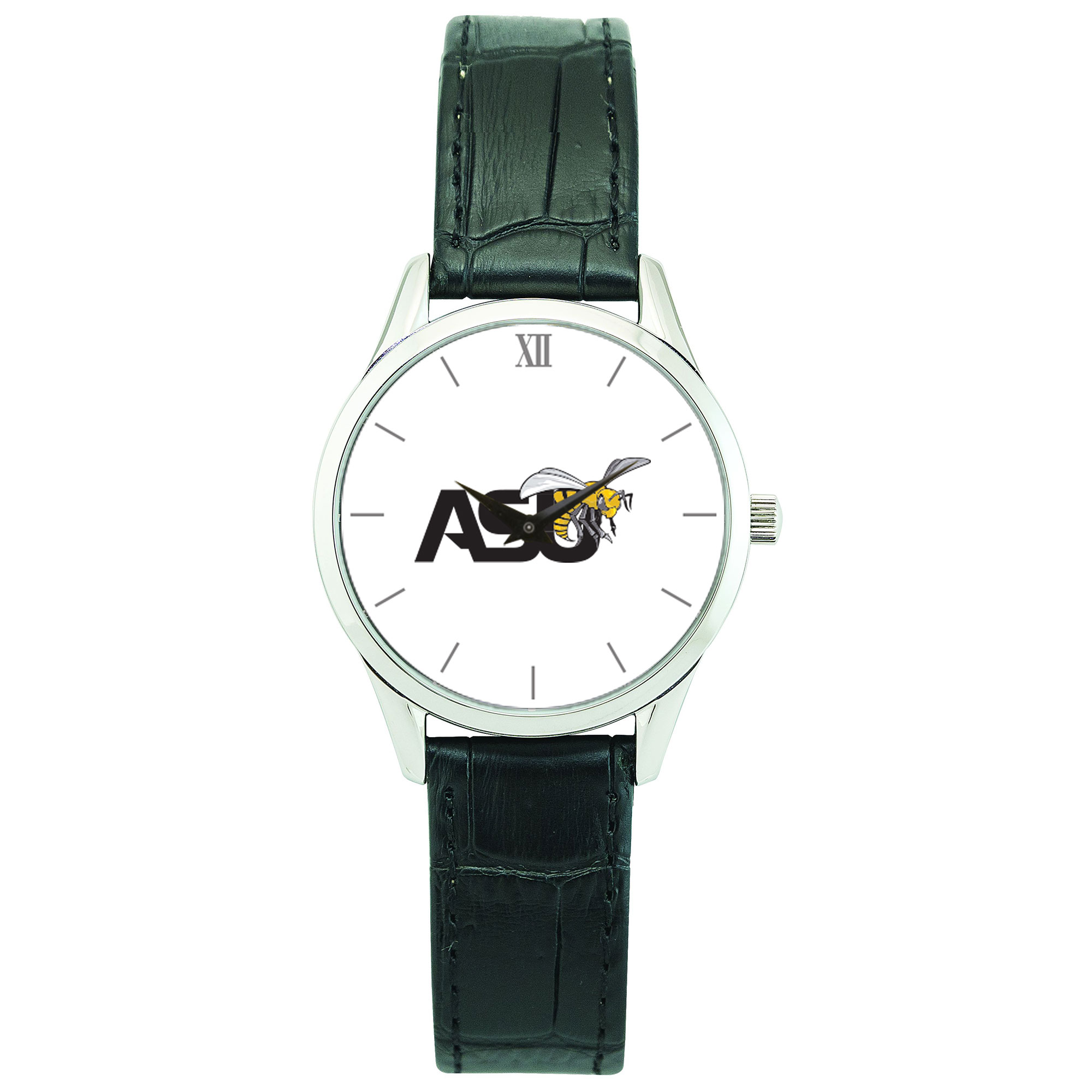 Women's Silver Alabama State Hornets Stainless Steel Watch with Leather Band