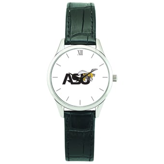 Women's Silver Alabama State Hornets Stainless Steel Watch with Leather Band