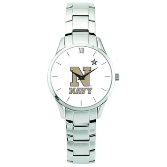 Men's Silver Navy Midshipmen Stainless Steel Wristwatch
