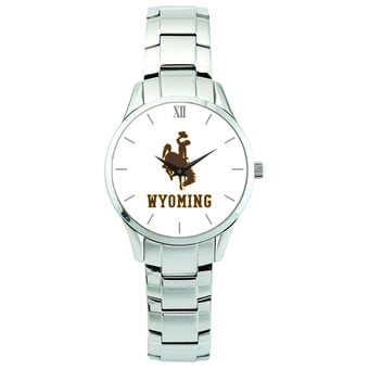 Men's Silver Wyoming Cowboys Stainless Steel Wristwatch