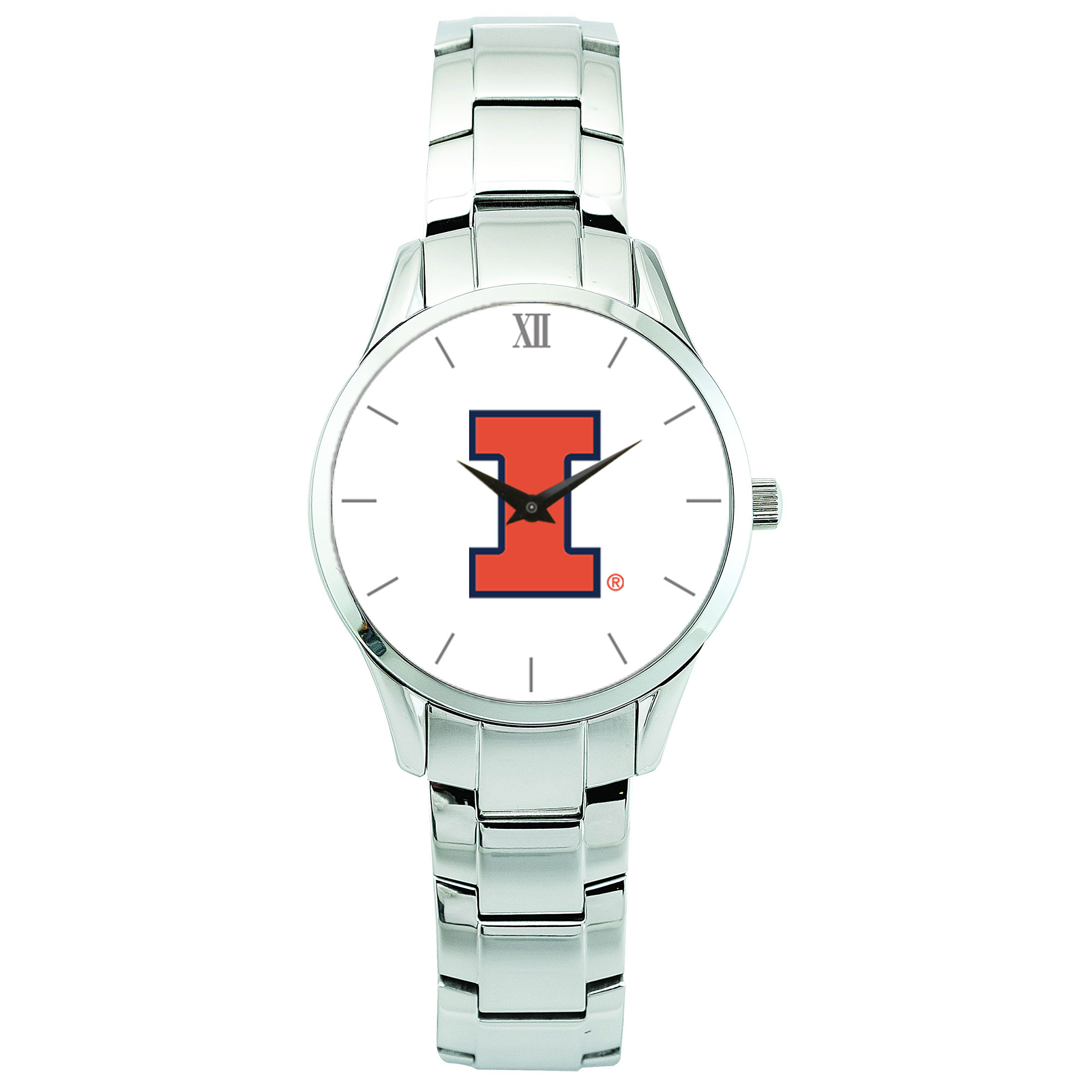 Men's Silver Illinois Fighting Illini Stainless Steel Wristwatch