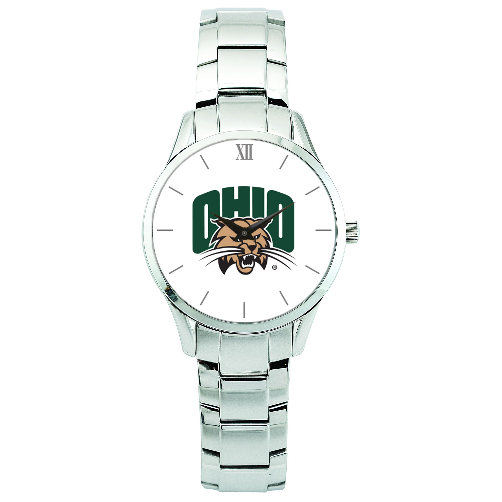Men's Silver Ohio Bobcats Stainless Steel Wristwatch