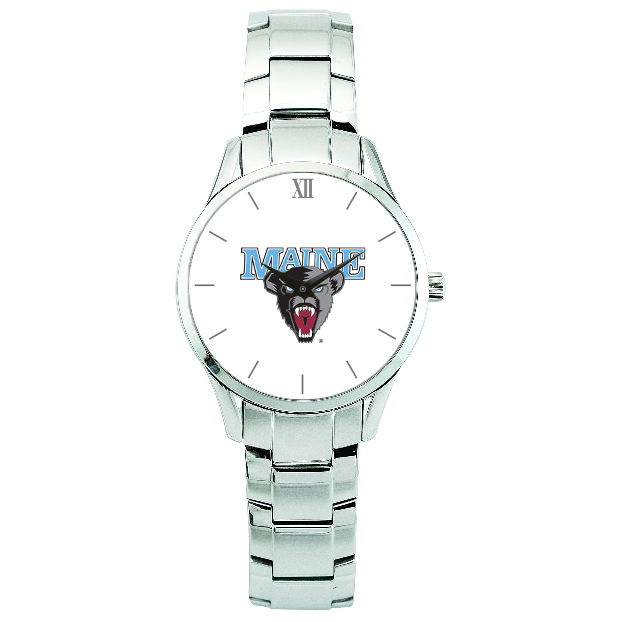 Men's Silver Maine Black Bears Stainless Steel Wristwatch