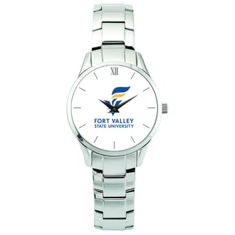Men's Silver Fort Valley State Wildcats Stainless Steel Wristwatch