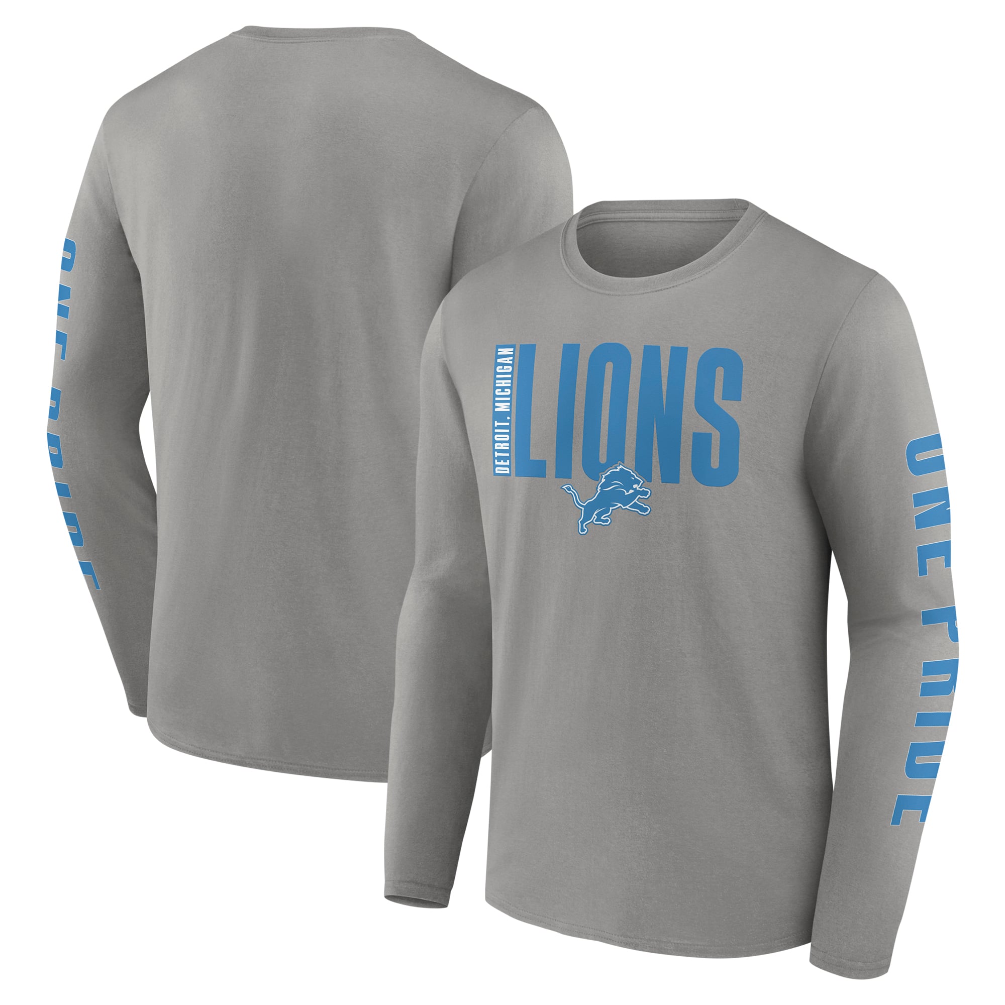 Men's Fanatics Gray Detroit Lions Vision Long Sleeve T-Shirt: retailer-supplied image