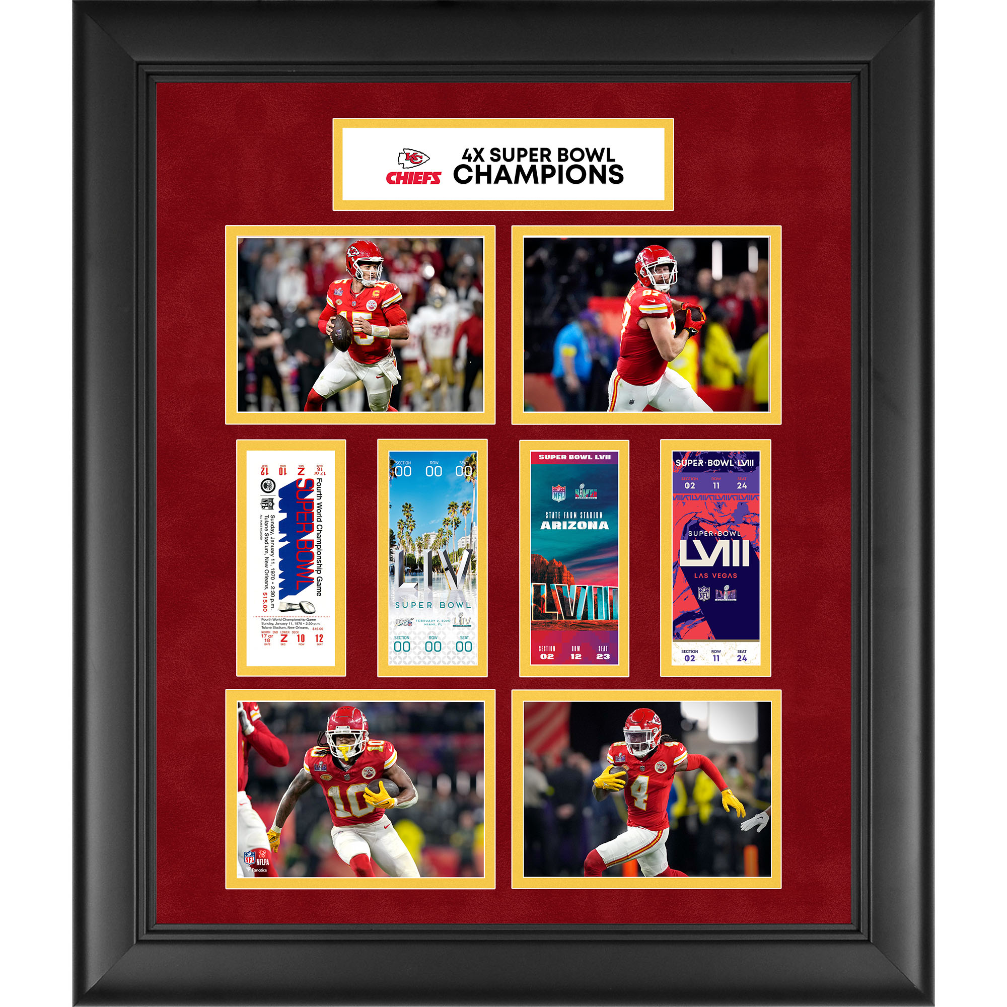 Kansas City Chiefs Four-Time Super Bowl Champions Framed 20" x 24" 4-Time Ticket Collage