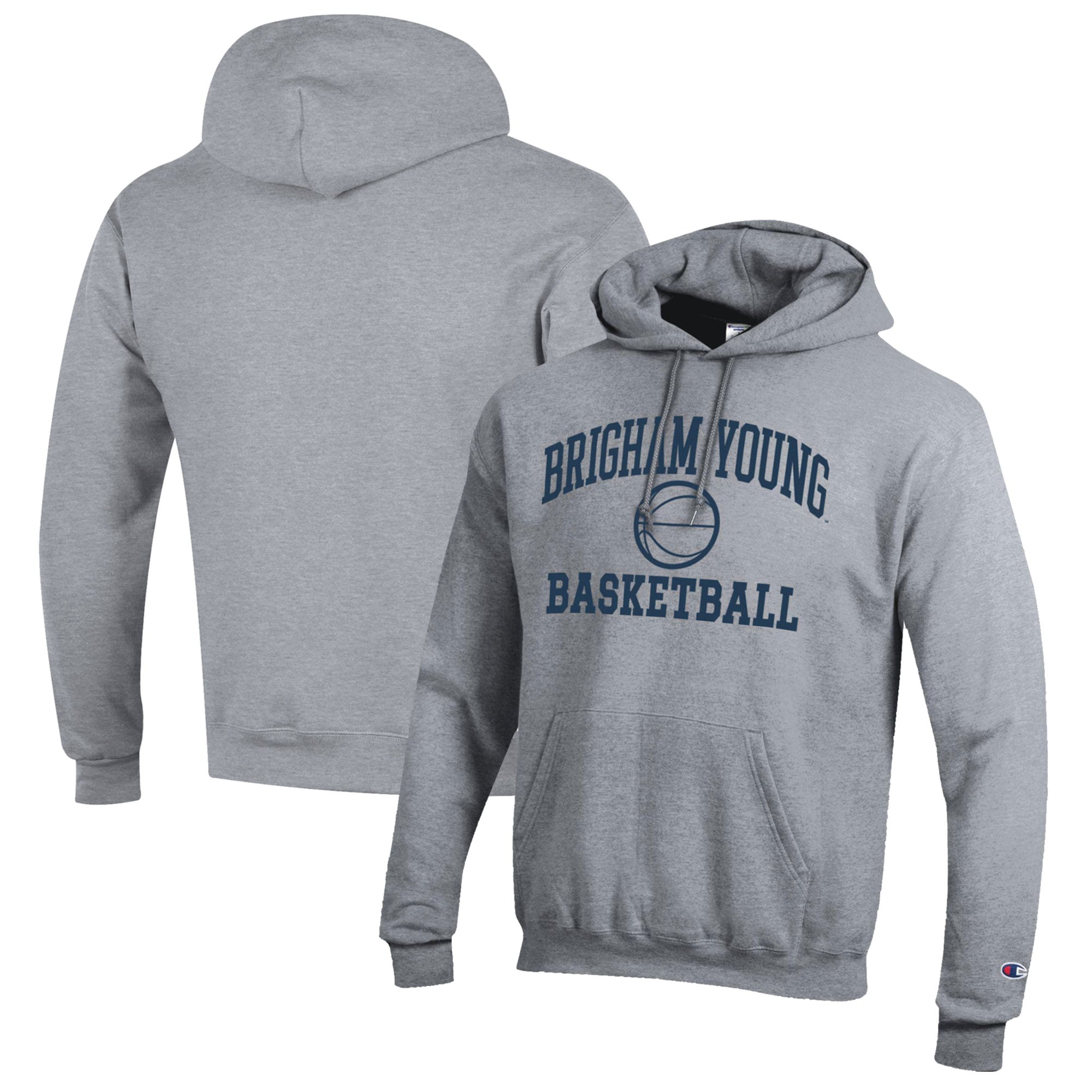 Men's Champion Heather Gray BYU Cougars Basketball Icon Pullover Hoodie