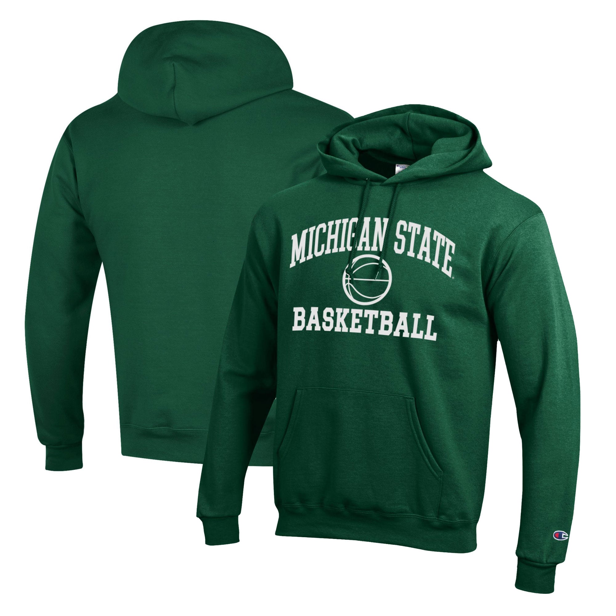 Men's Champion Green Michigan State Spartans Basketball Icon Pullover Hoodie