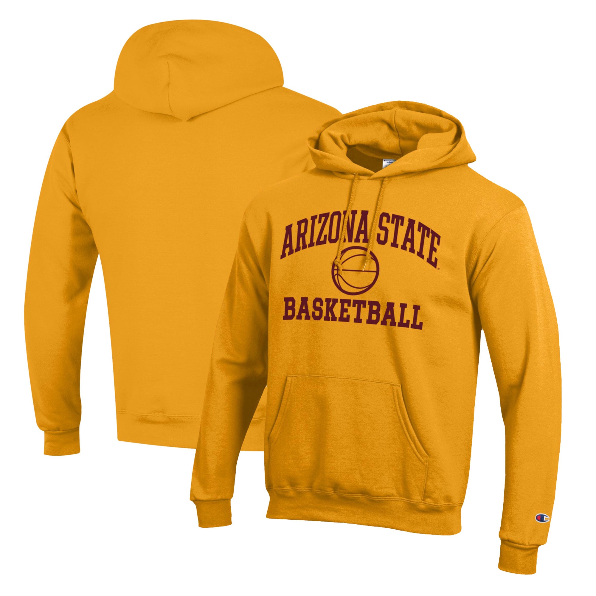 Men's Champion Gold Arizona State Sun Devils Basketball Icon Pullover Hoodie