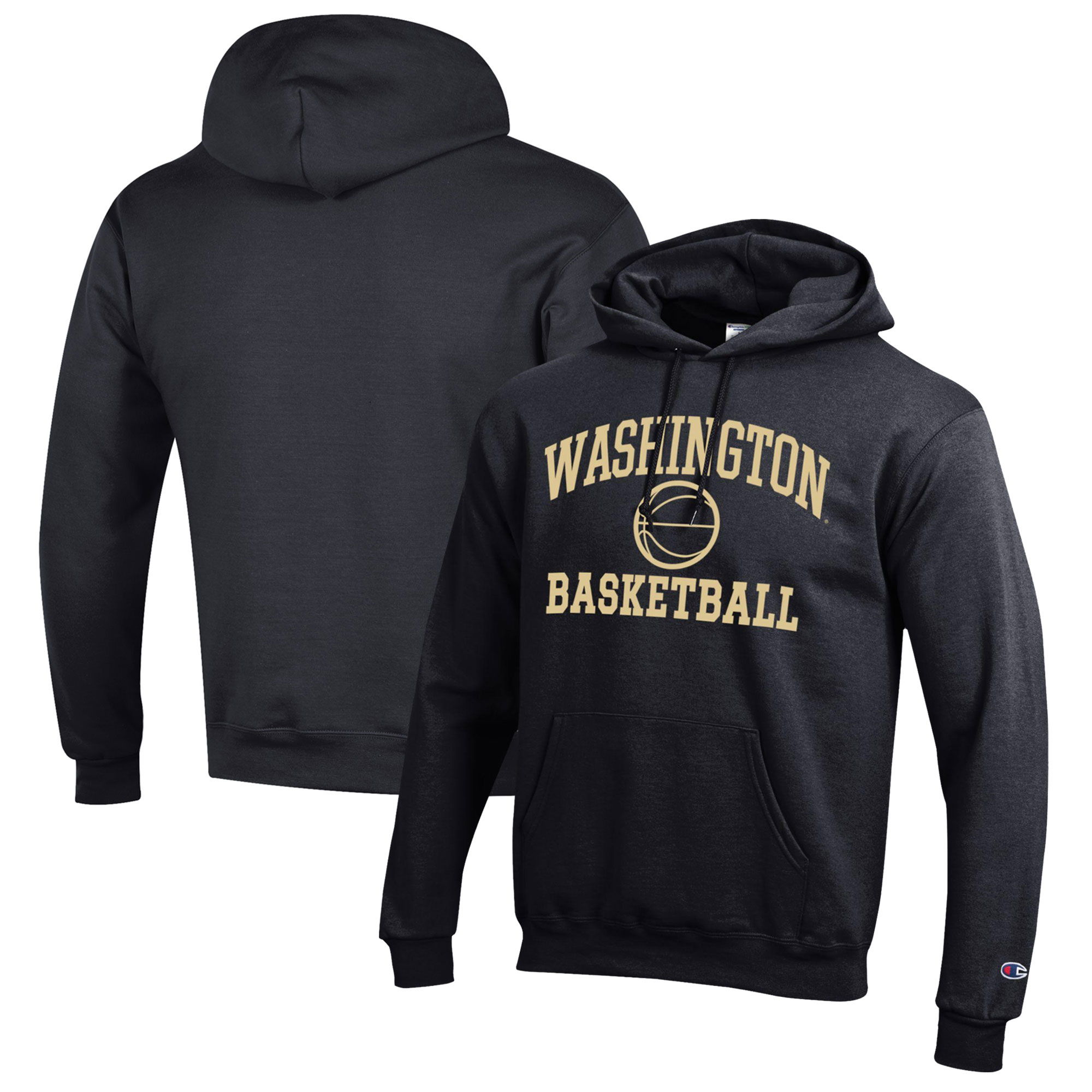 Men's Champion Black Washington Huskies Basketball Icon Pullover Hoodie