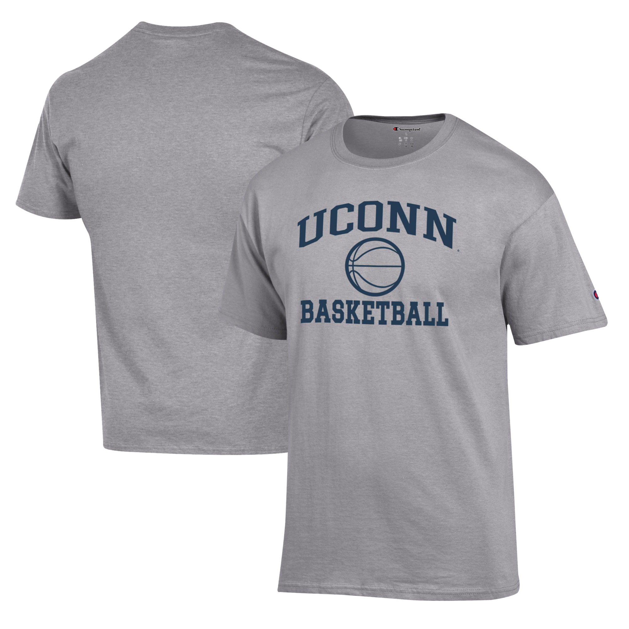 Men's Champion Heather Gray UConn Huskies Basketball Icon T-Shirt