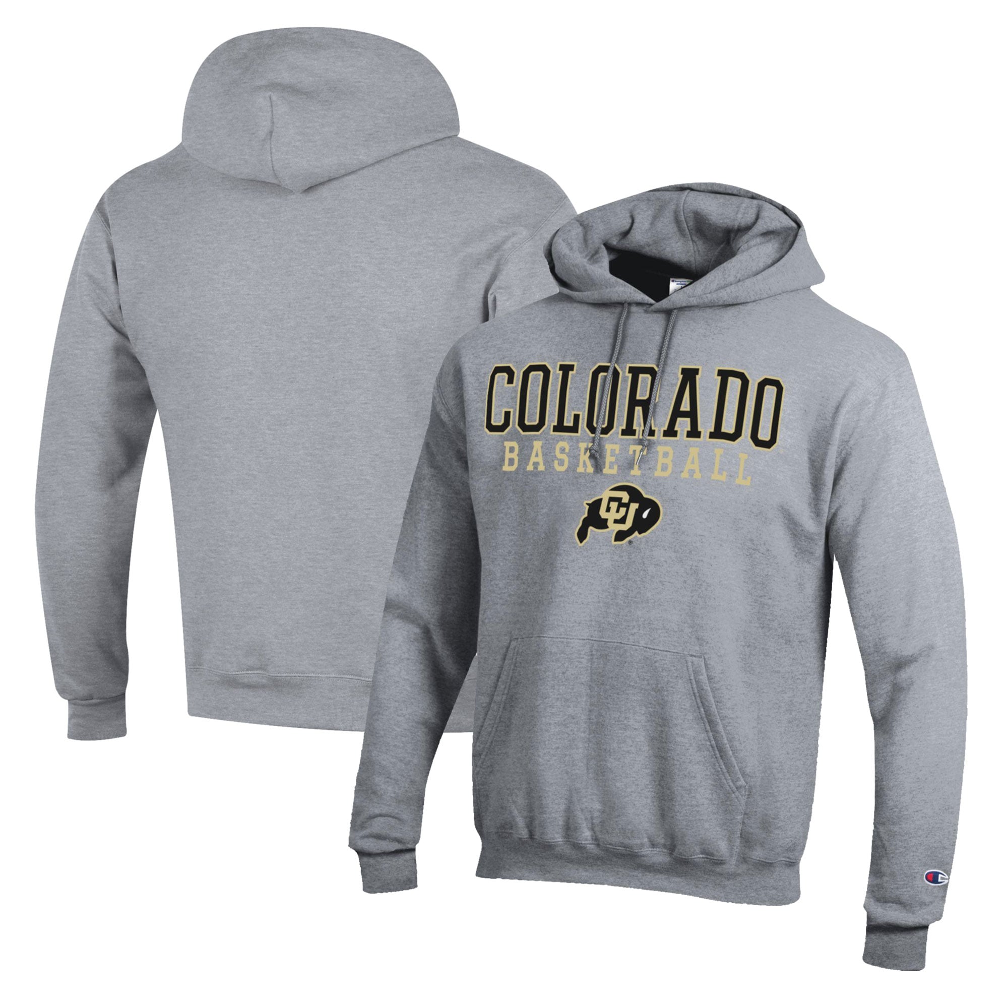 Men's Champion Heather Gray Colorado Buffaloes Basketball Stack Pullover Hoodie