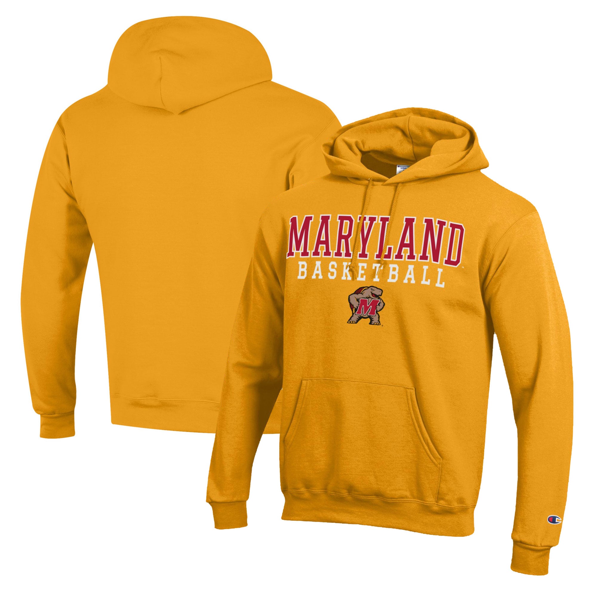 Men's Champion Gold Maryland Terrapins Basketball Stack Pullover Hoodie
