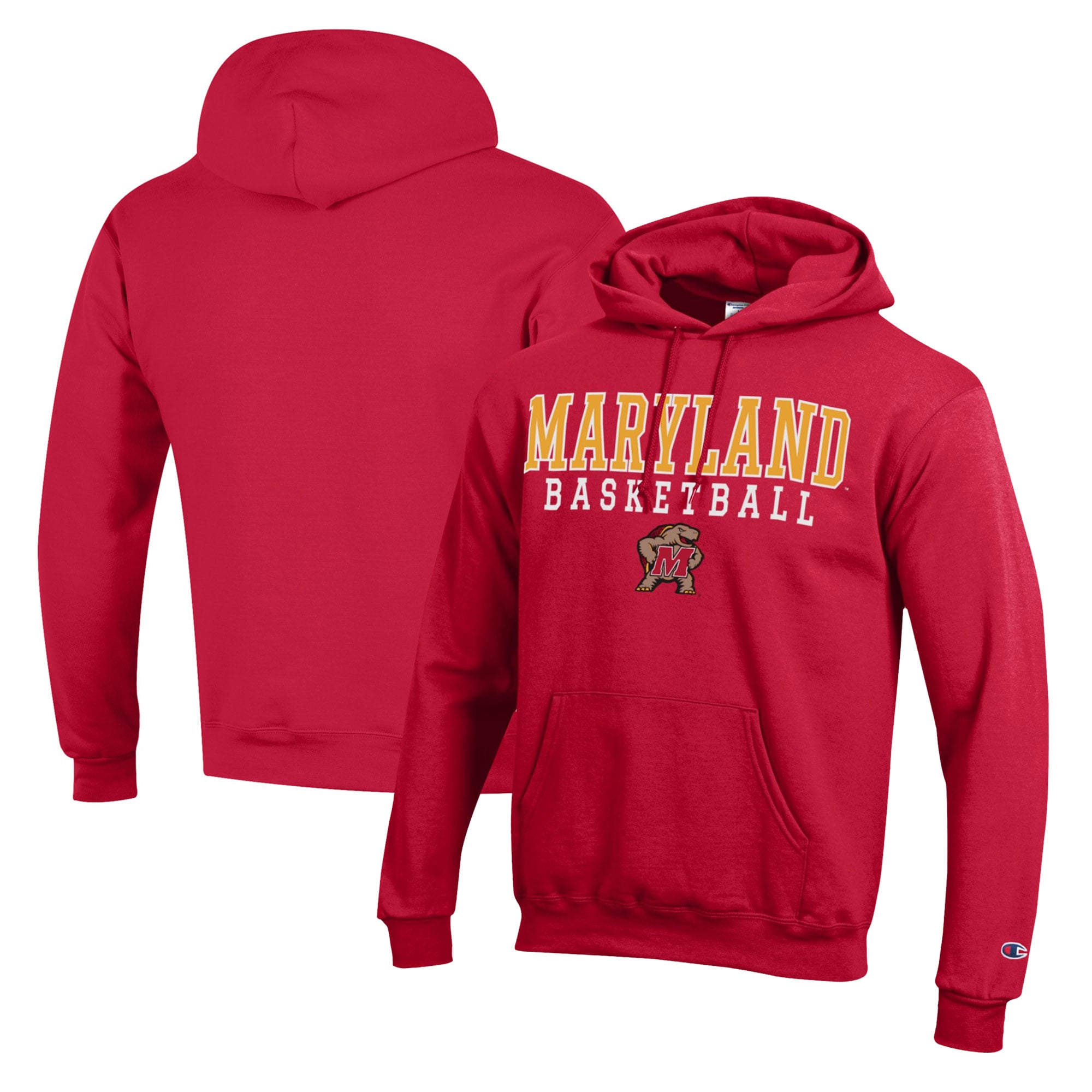 Men's Champion Red Maryland Terrapins Basketball Stack Pullover Hoodie