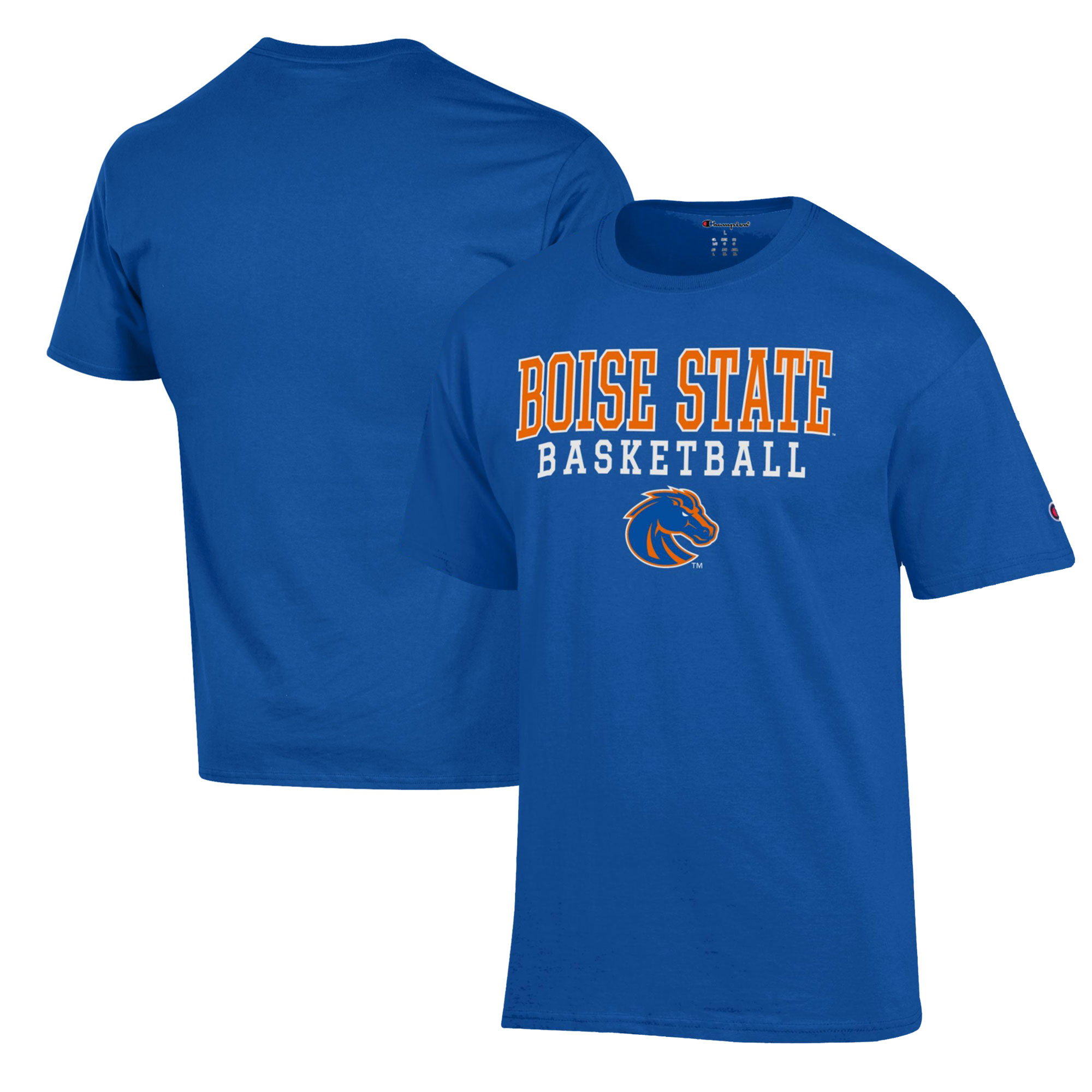 Men's Champion Royal Boise State Broncos Basketball Stack T-Shirt