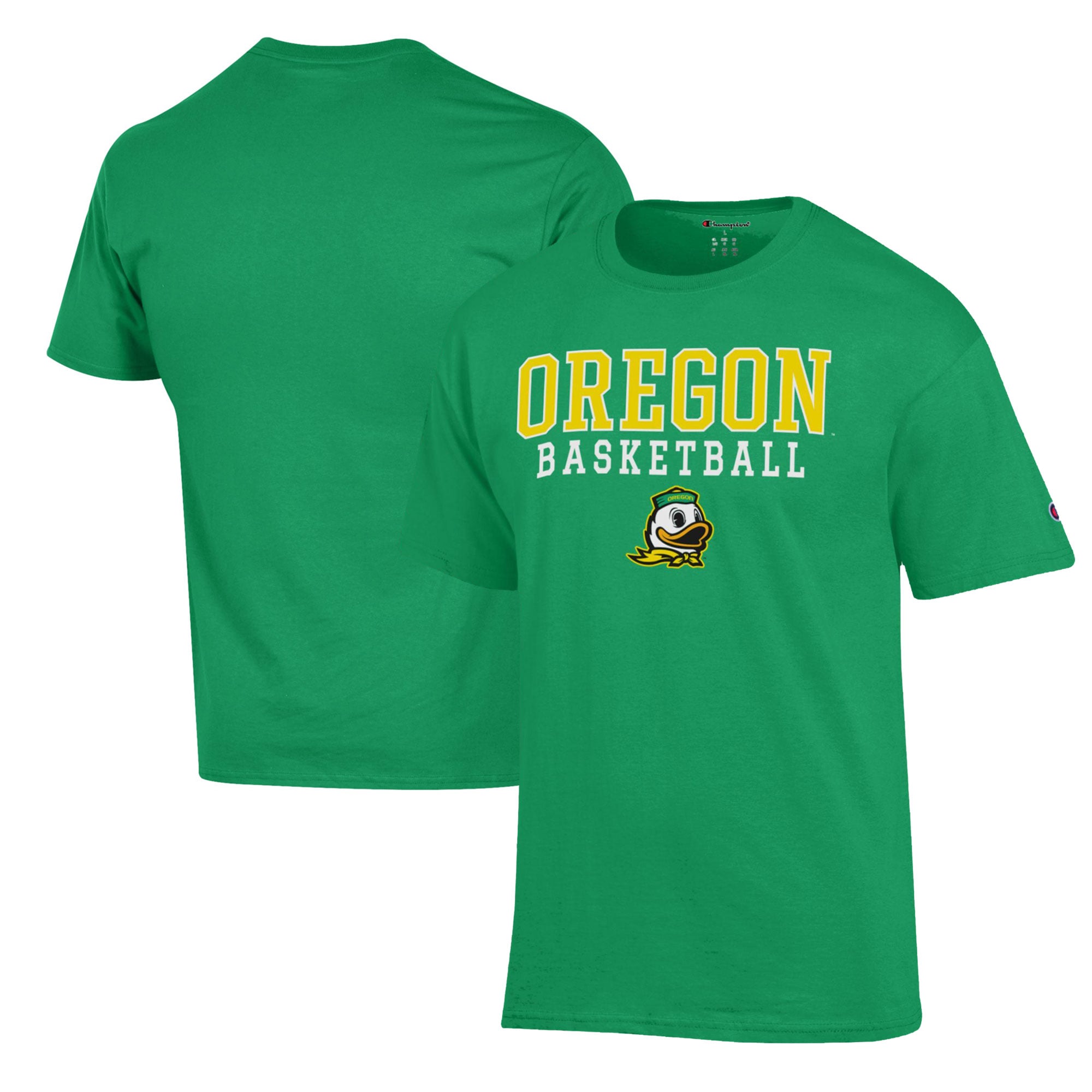 Men's Champion Green Oregon Ducks Basketball Stack T-Shirt