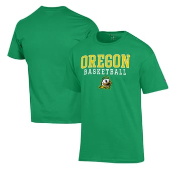 Men's Champion Green Oregon Ducks Basketball Stack T-Shirt