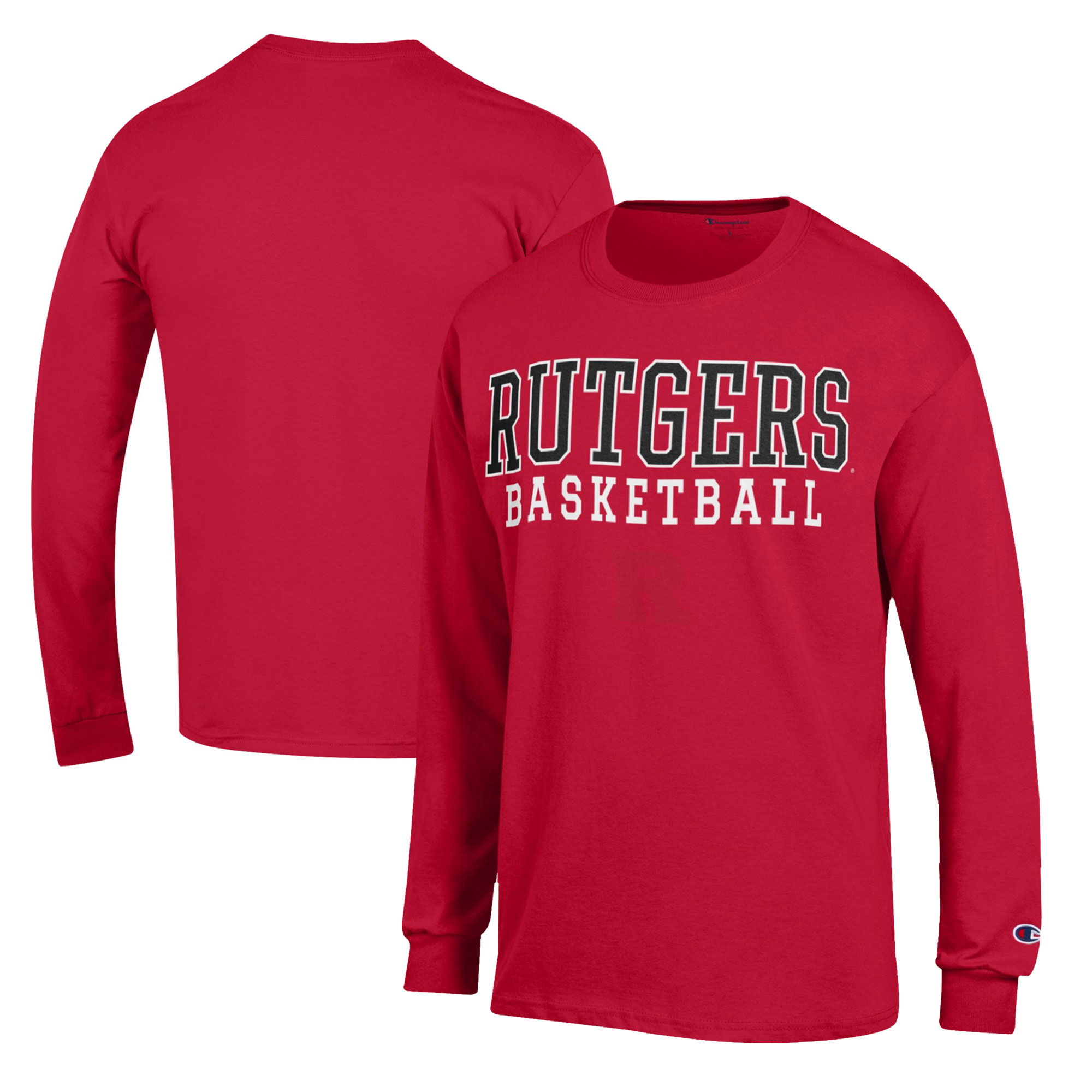 Men's Champion Scarlet Rutgers Scarlet Knights Basketball Stack Long Sleeve T-Shirt