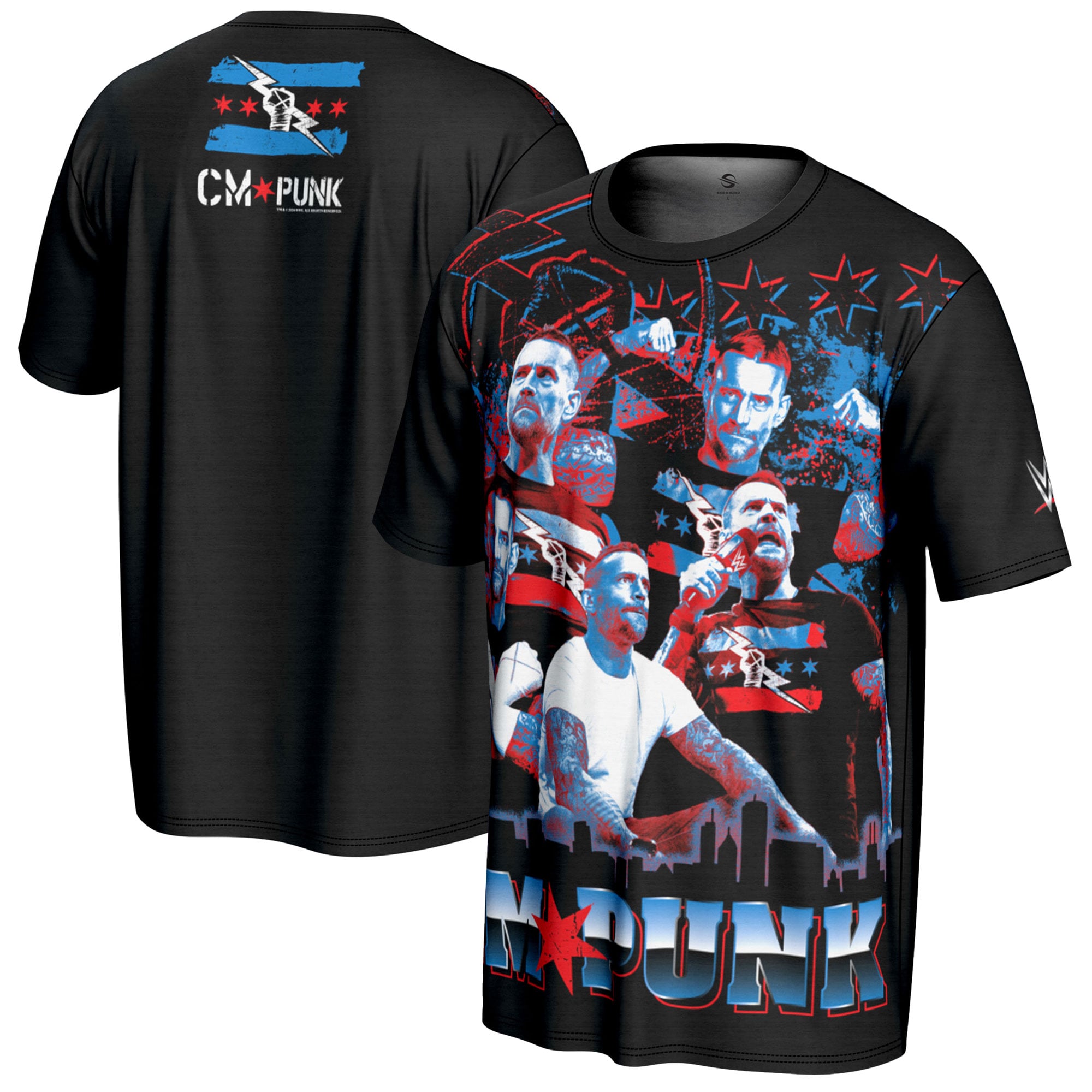 Men's ProSphere Black CM Punk Sublimated T-Shirt