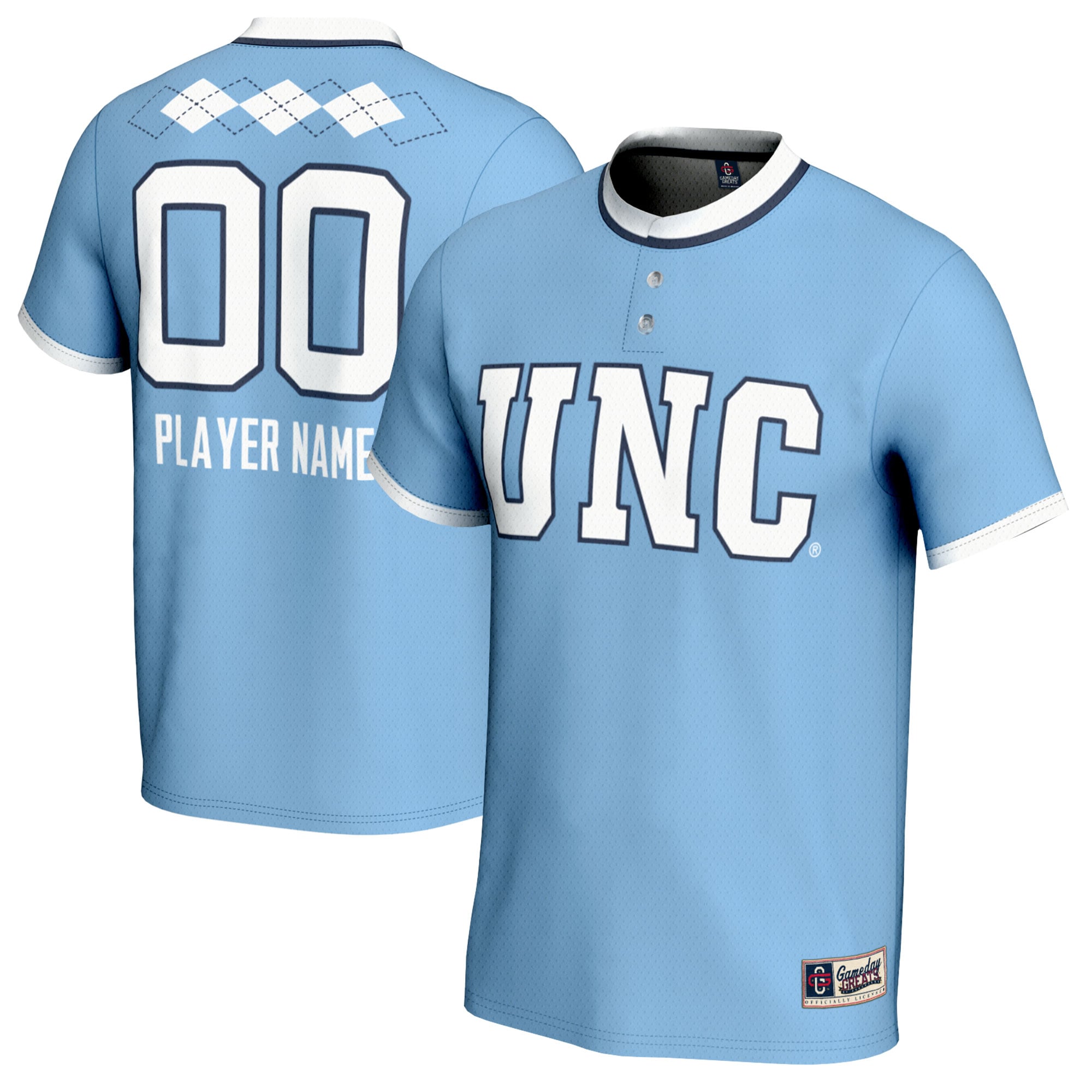 Youth GameDay Greats Carolina Blue North Carolina Tar Heels NIL Pick-A-Player Lightweight Softball Jersey