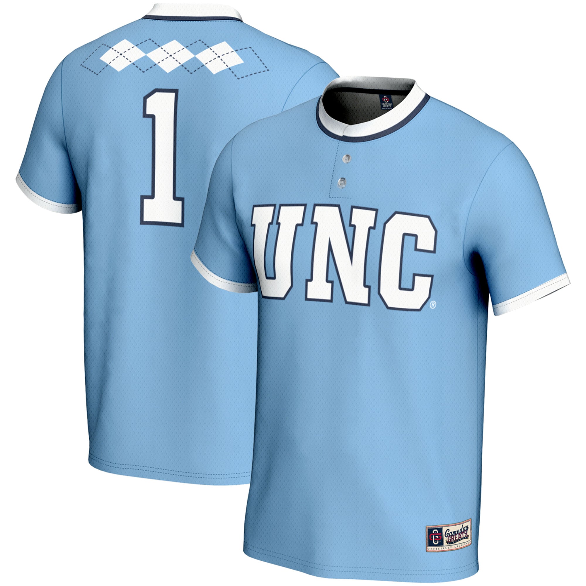 Youth GameDay Greats  Carolina Blue #1 North Carolina Tar Heels Lightweight Softball Jersey