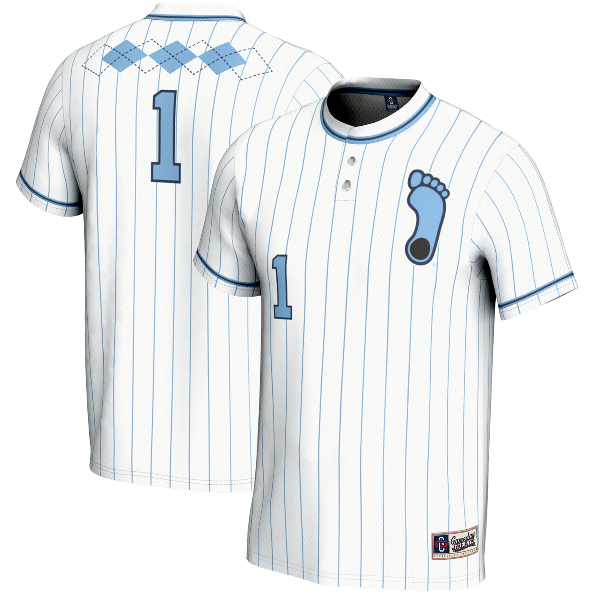 Youth GameDay Greats  White #1 North Carolina Tar Heels Lightweight Softball Jersey