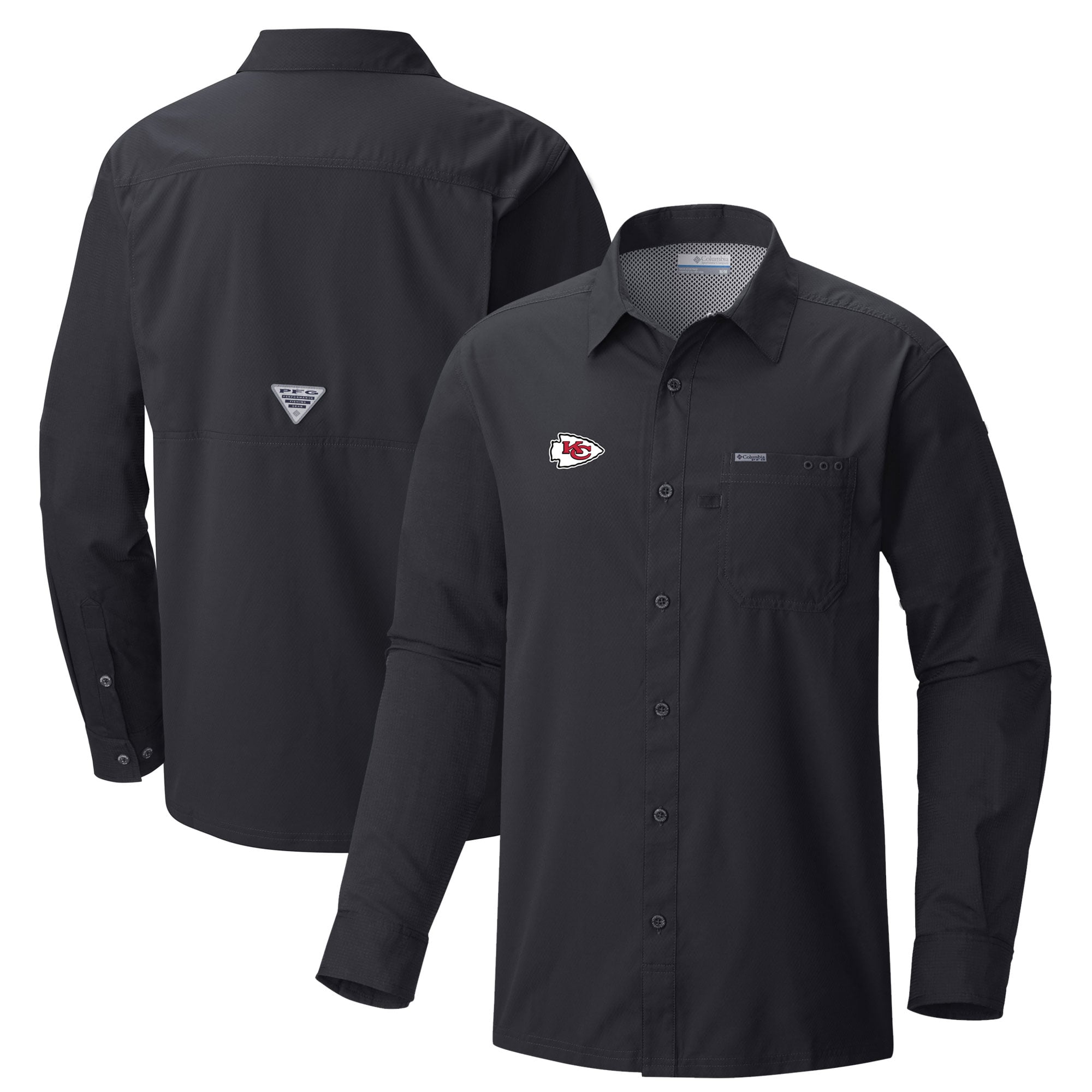 Men’s Columbia Black Kansas City Chiefs Slack Tide Omni-Wick Long Sleeve Button-Up Shirt Men’s Columbia Black Kansas City Chiefs Slack Tide Omni-Wick Long Sleeve Button-Up Shirt