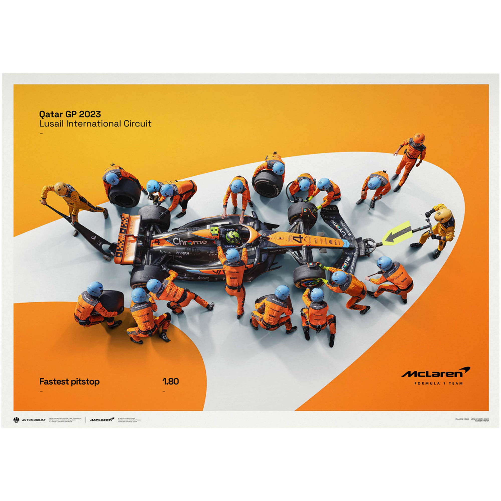 McLaren F1 Team - 1,80 - Record du monde d'arrêt au stand le plus rapide 2023 Poster