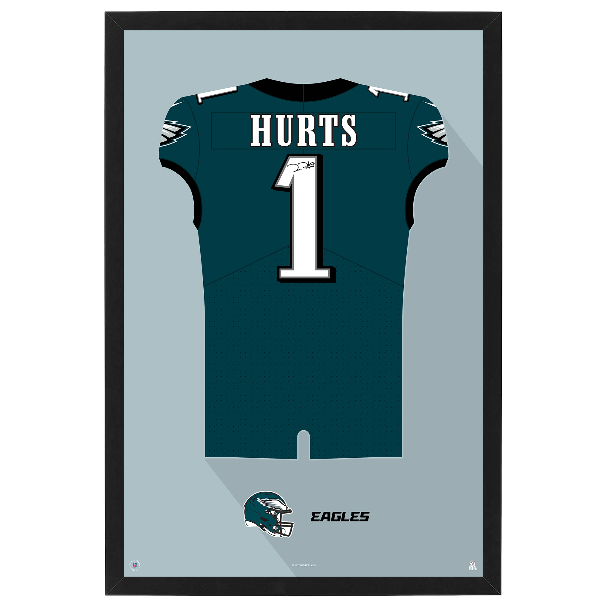Jalen Hurts Philadelphia Eagles Home Jersey Framed Art Print