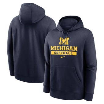 Men's Nike  Navy Michigan Wolverines Softball Stack Club Fleece Pullover Hoodie