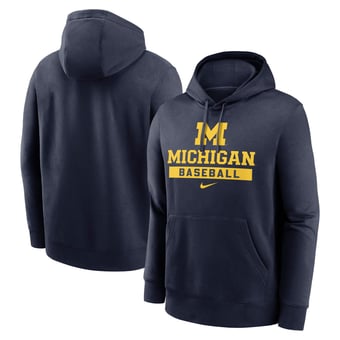 Men's Nike  Navy Michigan Wolverines Baseball Stack Club Fleece Pullover Hoodie