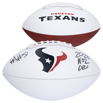 Will Anderson Jr. Houston Texans 2023 NFL Defensive Rookie of the Year Autographed Franklin White Panel Football with "2023 NFL DROY" Inscription