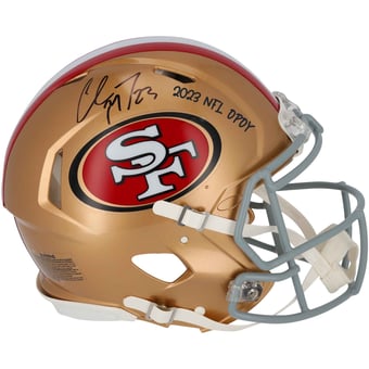 Christian McCaffrey San Francisco 49ers 2023 NFL Offensive Player of the Year Riddell Speed Authentic Helmet with "2023 NFL OPOY" Inscription