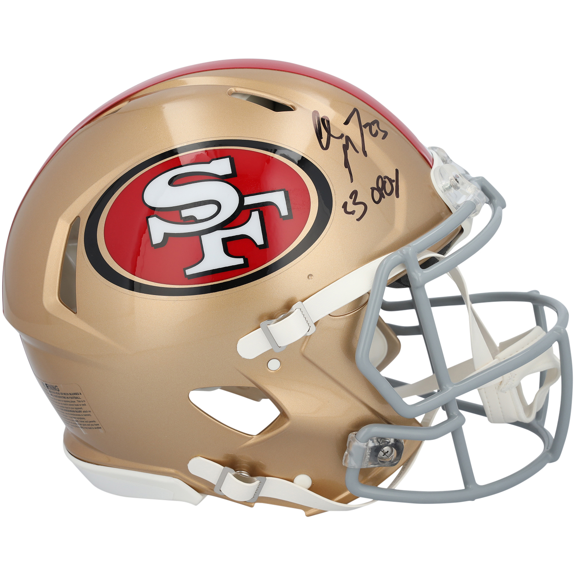 Christian McCaffrey San Francisco 49ers 2023 NFL Offensive Player of the Year Riddell Speed Authentic Helmet with "2023 NFL OPOY" Inscription