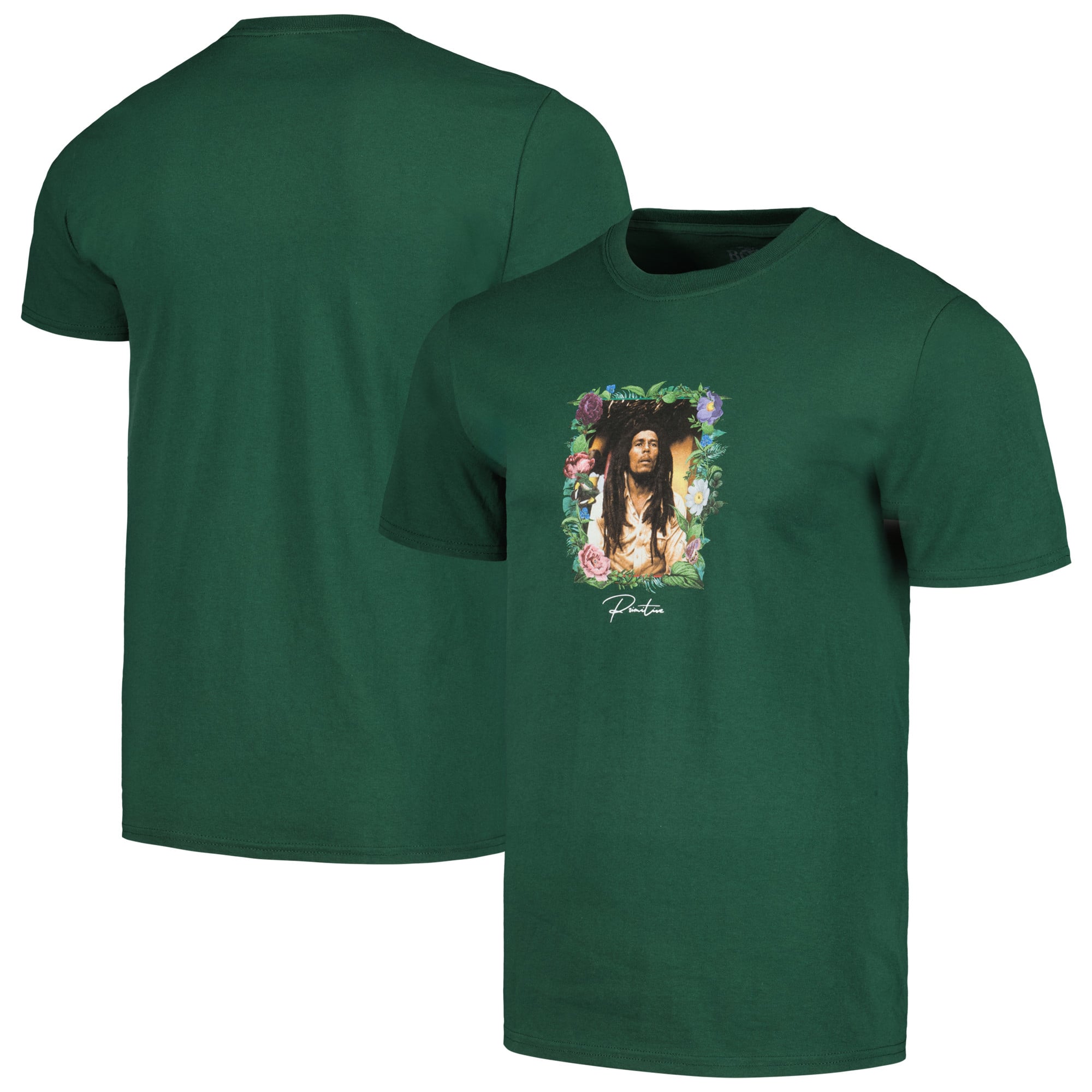 Unisex Primitive Apparel Forest Green Bob Marley Everlasting Small Portrait Graphic T-Shirt